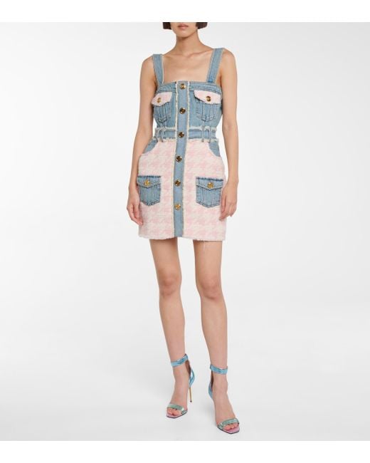 balmain pink denim dress Balmain Denim Mini Dress Pink Denim by Balmain