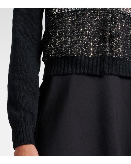 Giambattista Valli Black Sequined Wool Cardigan