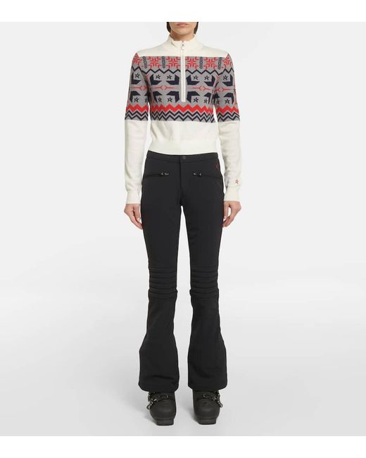 Perfect Moment Multicolor Nordic Intarsia Wool Half-zip Sweater