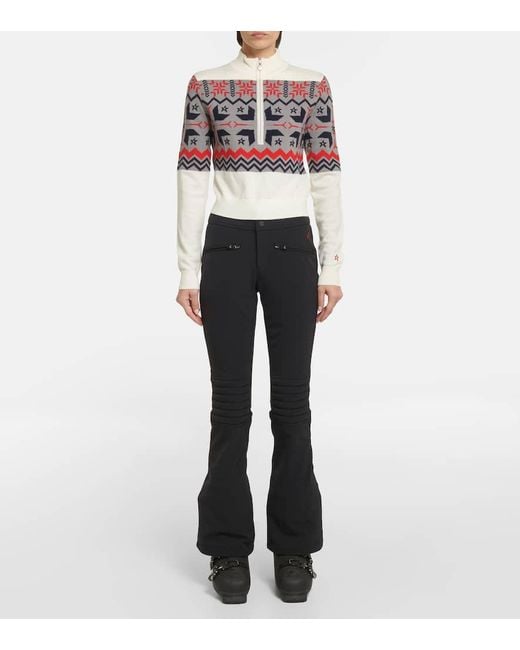 Perfect Moment Multicolor Nordic Intarsia Wool Half-Zip Sweater