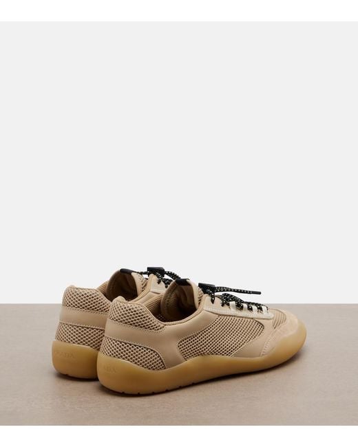 Prada Brown Speedrock Leather-Trimmed Sneakers