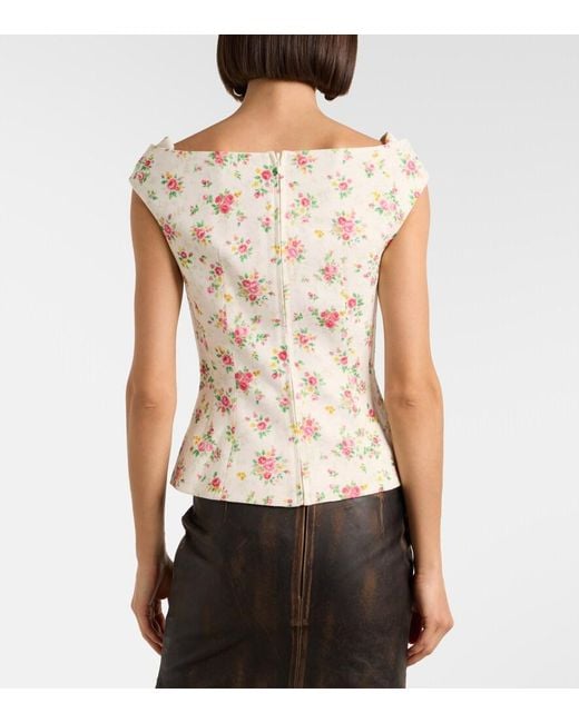 ShuShu/Tong White Bow-Detail Floral Top
