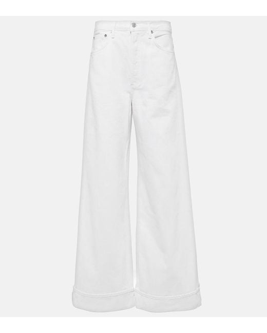 Agolde White Dame Jean High-Rise Wide-Leg Jeans