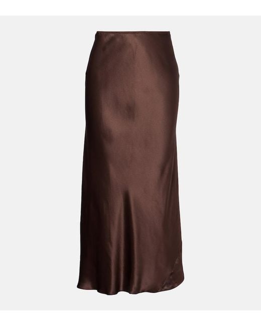Dorothee Schumacher Brown Sense Of Shine Silk Satin Slip Skirt
