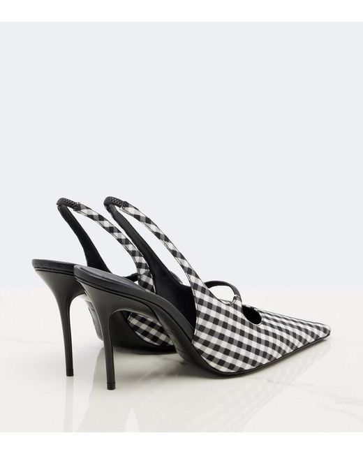 Alaïa White Drop Gingham Slingback Pumps