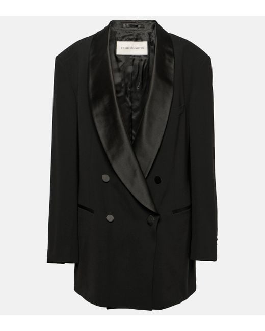 Dries Van Noten Black Oversized Wool And Silk-blend Blazer