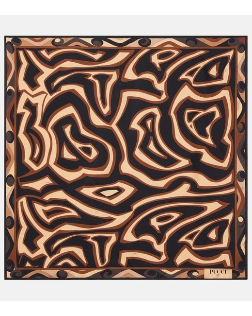Emilio Pucci Metallic Labirinto Silk Twill Scarf