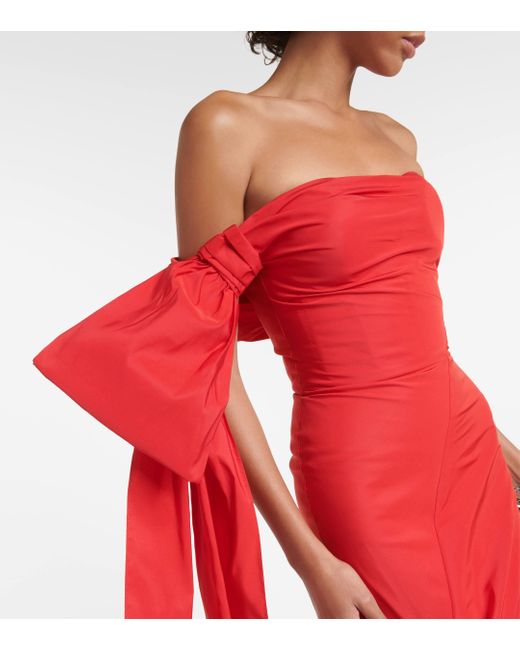 Alexander McQueen Red Bow-detail Bustier Polyfaille Gown