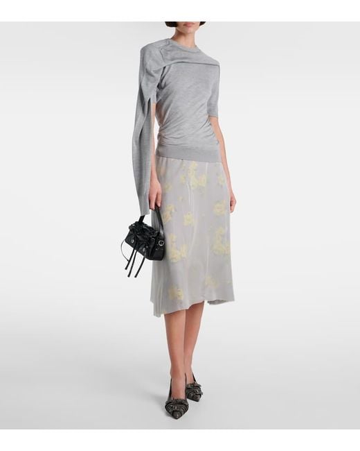 Acne Gray Draped Silk Jersey Top
