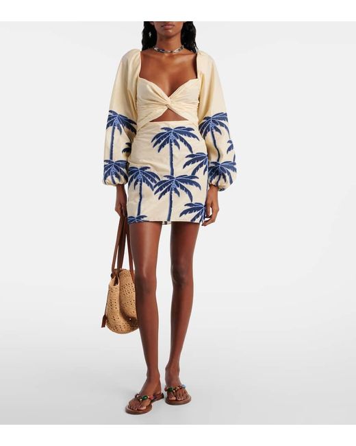 Johanna Ortiz Blue The Power Of The Sea Cotton-Blend Minidress