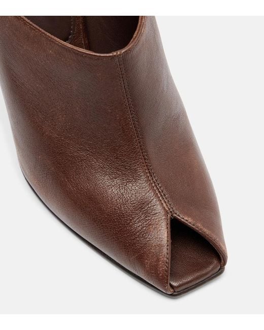 McQueen Brown Horn Leather Mules