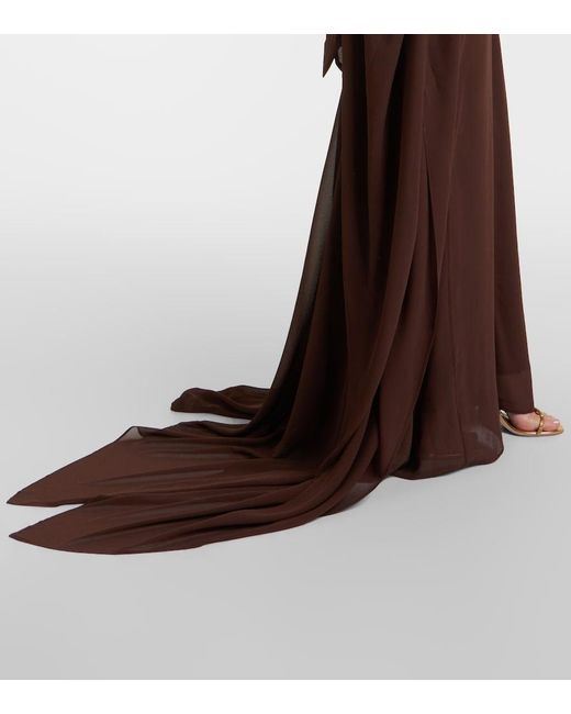 De La Vali Brown Nila Chiffon Gown