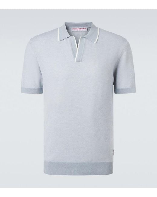 Orlebar Brown Blue Horton Cotton And Wool Pique Polo Shirt for men