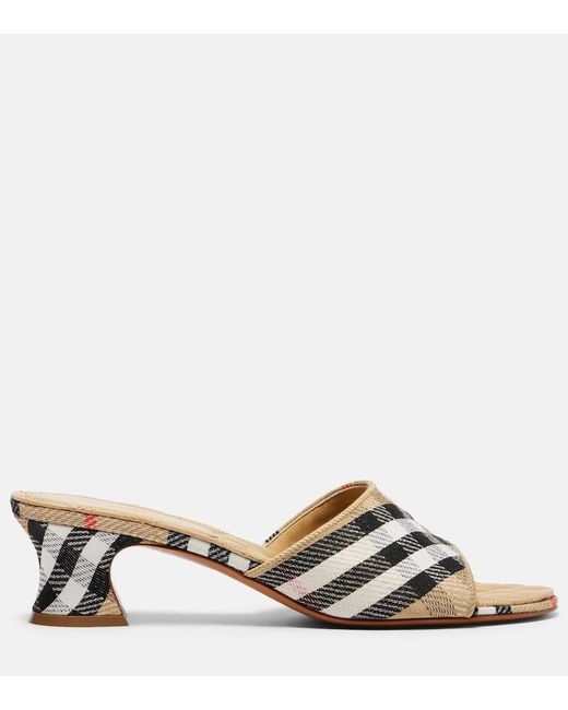 Burberry Metallic Sloane 45 Check Mules