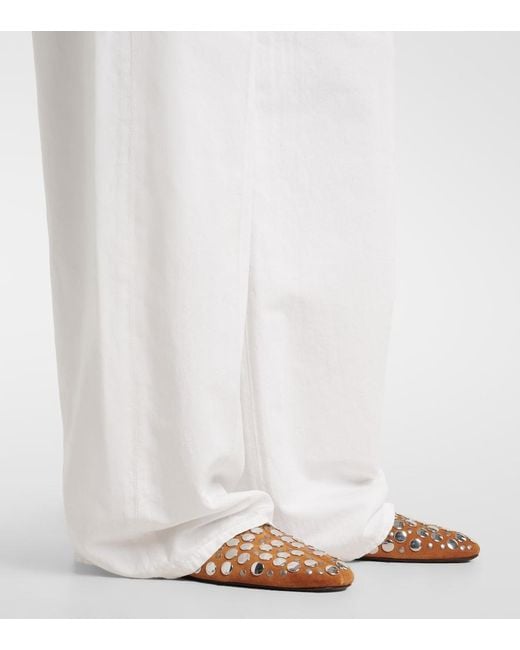 Citizens of Humanity White Aurora Cotton And Linen Wide-Leg Pants
