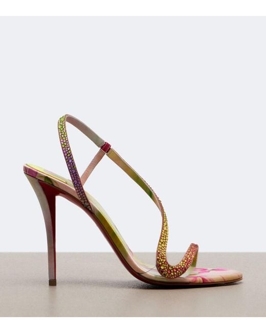 Christian Louboutin Pink Rosalie Embellished Satin Slingback Sandals