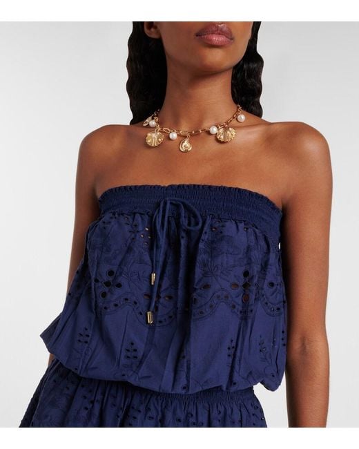 Melissa Odabash Blue Colette Cotton Broderie Anglaise Minidress