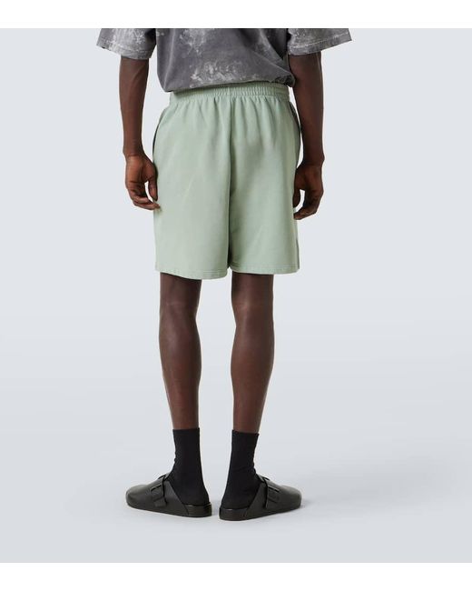 Balenciaga Green Logo Cotton Jersey Shorts for men