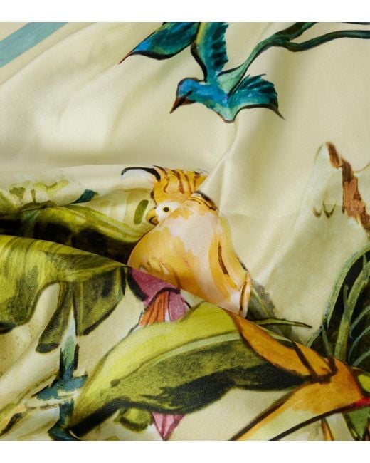 ALÉMAIS Green Printed Silk Satin Scarf