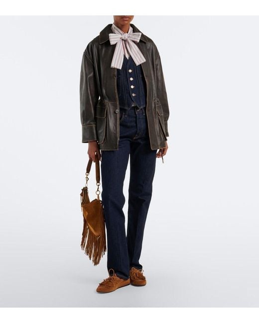 Polo Ralph Lauren White Bow-Detail Striped Cotton Poplin Shirt