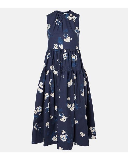 Erdem Blue Cotton Midi Dress