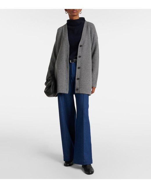 Vince Gray Oversized Wool-Blend Cardigan