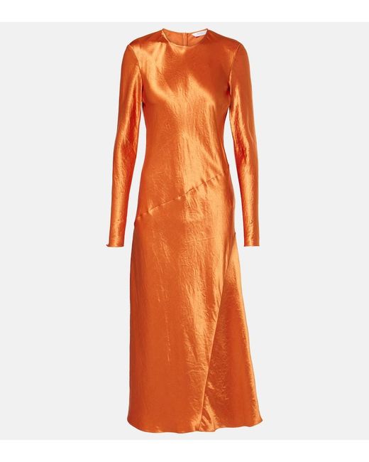 Max Mara Orange Elogio Satin Maxi Dress