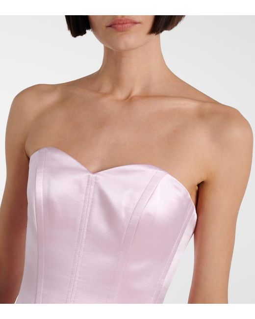 Alex Perry Purple Cotton And Silk Satin Corset