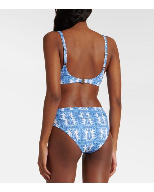 Melissa Odabash Blue Printed Bel Air Bikini Top