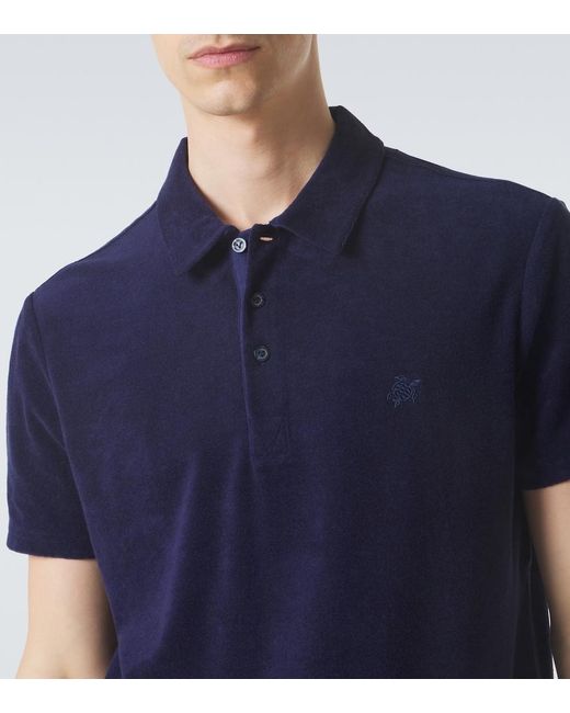 Vilebrequin Blue Cotton-Blend Terry Polo Shirt for men