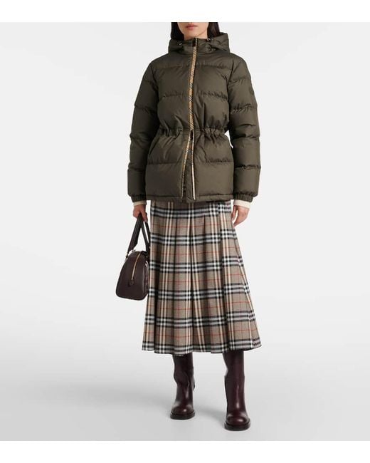 Veste Doudoune Check A Capuche Burberry en coloris Green