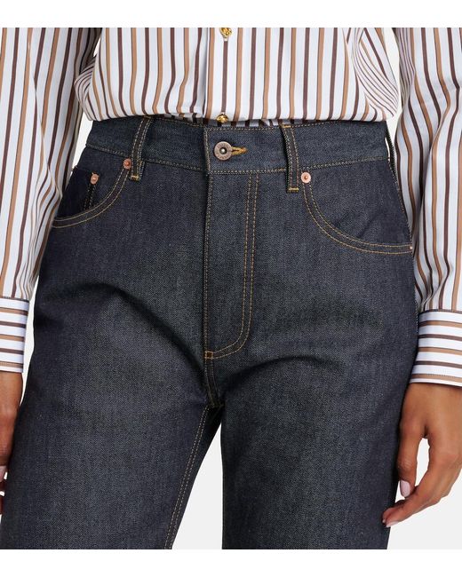 Bottega Veneta Blue Intrecciato Straight Jeans
