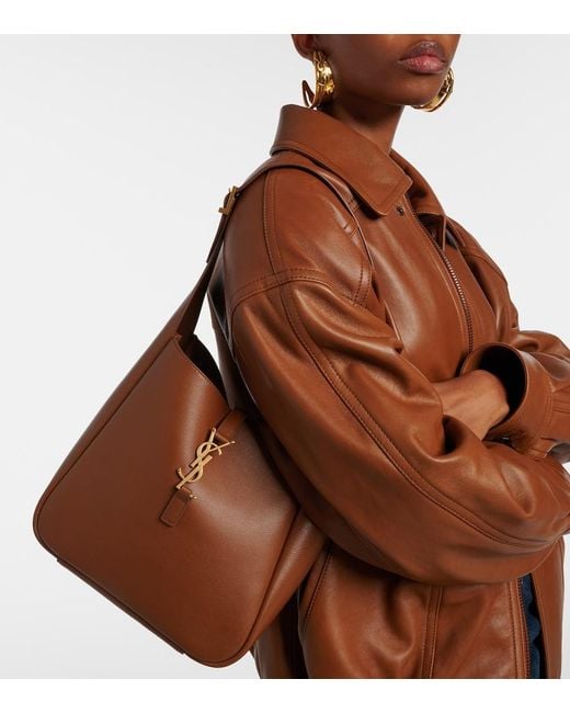 Saint Laurent Brown Le 5 A 7 Small Leather Tote Bag