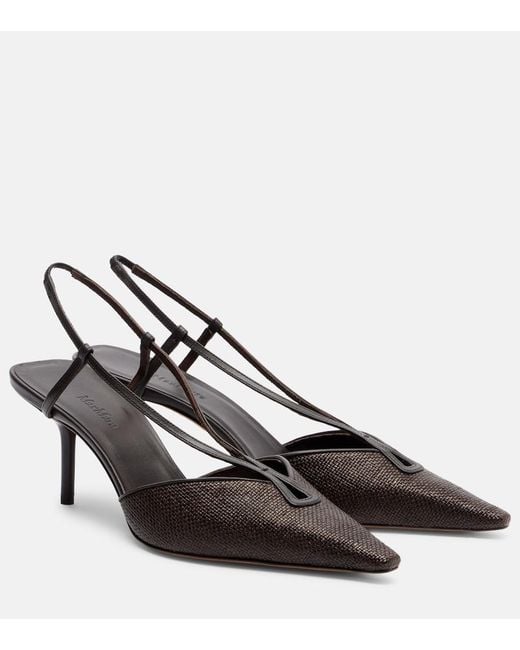 Max Mara Brown Raffia Slingback Pumps