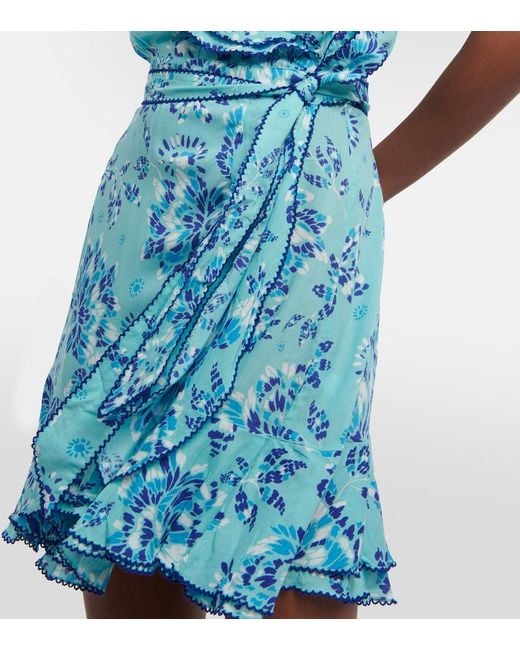 Poupette Blue Aude Printed Wrap Minidress