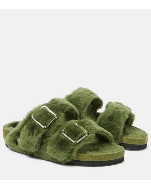 Birkenstock Green Arizona Shearling Sandals