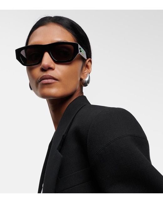 Bottega Veneta Brown Bolt Rectangular Sunglasses