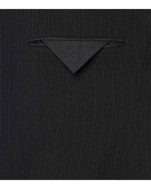 Saint Laurent Black Chalk Stripe Wool-Blend Grain De Poudre Blazer for men