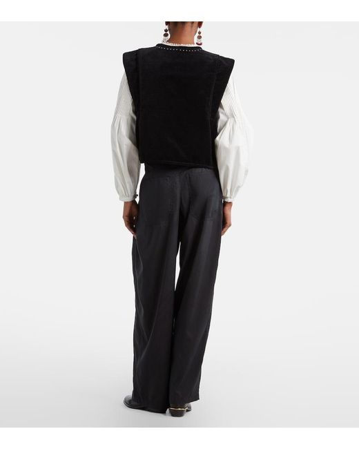 Isabel Marant Blue Inaya High-Rise Wide-Leg Pants