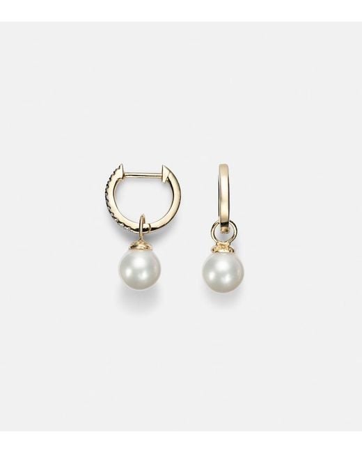 Mateo White 14Kt Earrings With Diamonds And Detachable Pearls