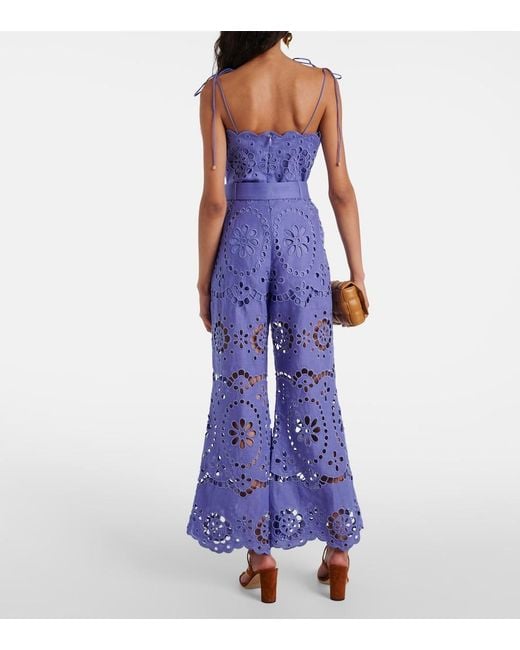Zimmermann Purple Floral Pattern Bell-Bottoms