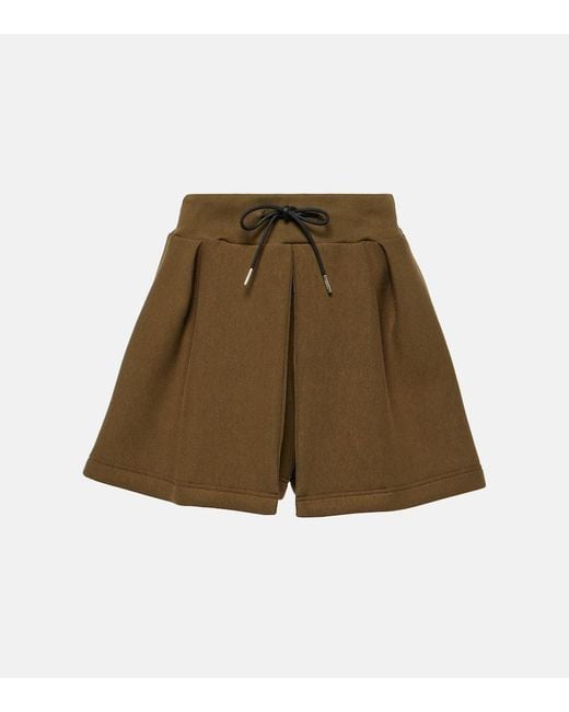 Shorts in spugna di misto cotone di Sacai in Green