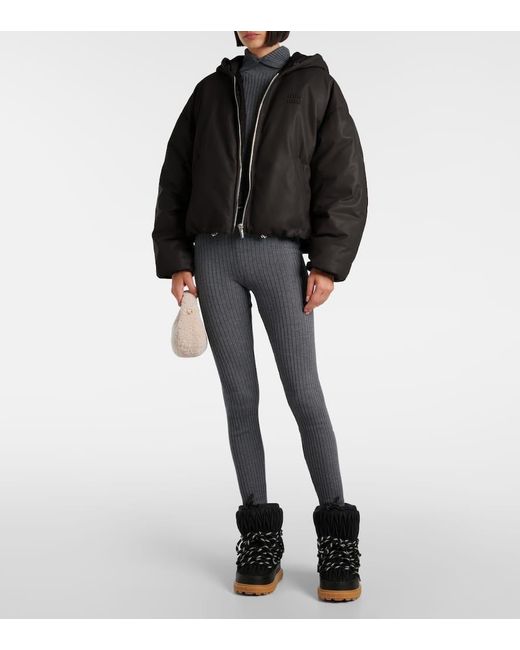 Miu Miu Black Logo Leather Puffer Jacket