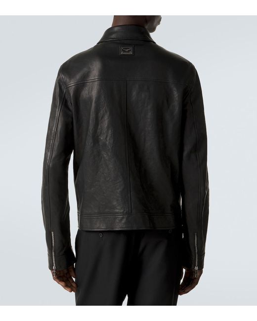 Dolce & Gabbana Black Leather Blouson Jacket for men