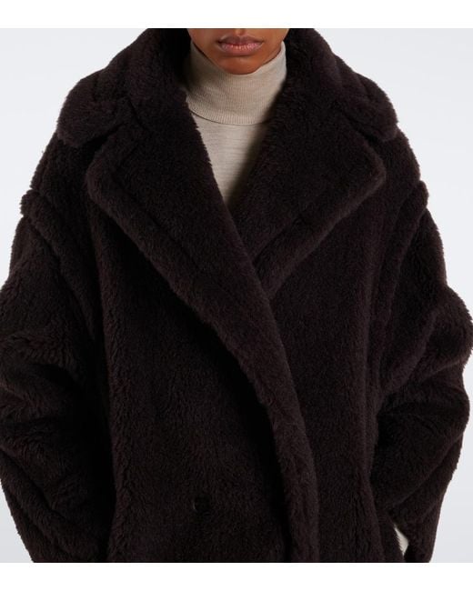 Max Mara Black Alpaca, Wool, And Silk Teddy Coat