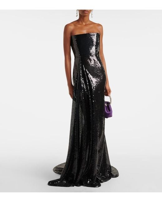 Robe Longue Bustier A Sequins Alex Perry en coloris Black