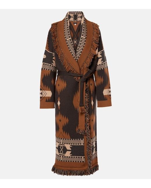 Alanui Brown Mantel Icon aus Woll-Jacquard