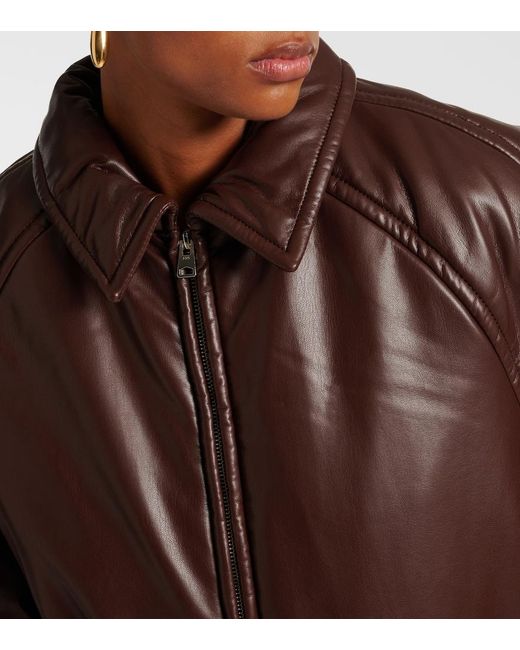 Agolde Brown X Shoreditch Ski Club Tate Faux Leather Bomber Jacket