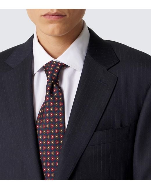 Rubinacci Purple Printed Silk Tie for men