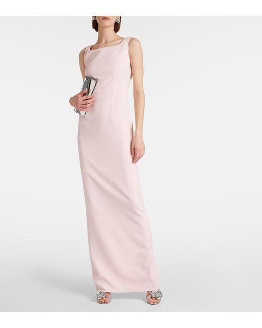 Safiyaa Pink Embellished Caped Crepe Gown